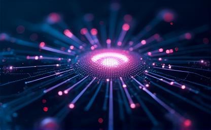 Abstract depiction of artificial intelligence, featuring interconnected nodes and glowing data streams, symbolizing technological advancement and significant investment.